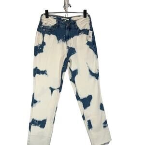 PacSun Snowflake Blue Acid Wash Raw Hem Cotton Mom Denim Jeans Women Sz 27